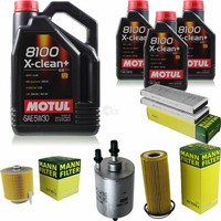 Mann Inspektionspaket Filterset 8L Motul 8100 X-Clean+ 5W-30 FüR Audi A6 2.4