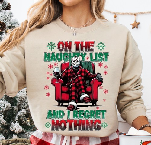 On The Naughty List Ugly Christmas Sweater Christmas Sweatshirt Christmas Shirt - Picture 1 of 14