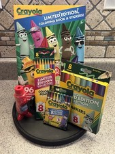 Crayola Limited Edition 8 Retired Colors set plus Red Sharpener, 96 Pg Book