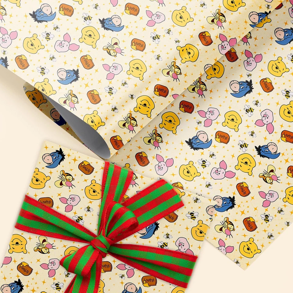 Pacote com 5 papel de embrulho Winnie para chá de bebê, embrulho clássico para presente de urso para Birthda - Imagem 4 de 4