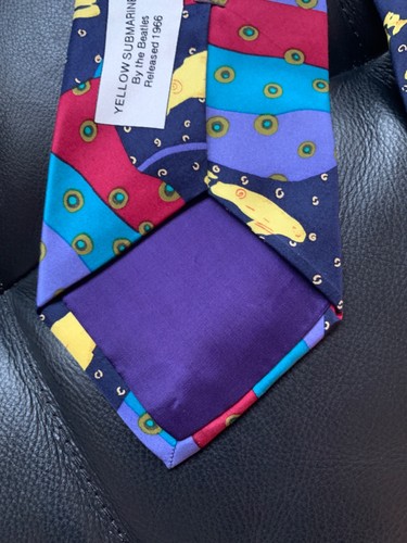 Vintage Beatles Krawatte Krawatte gelb U-Boot 1991 Apfel 100 % Seide 4 Zoll x 55,5 Zoll breit - Bild 7 von 7