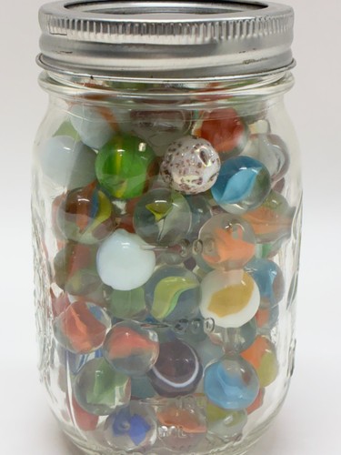 Vintage Glass Marbles Ball Mason Jar 1.93 lbs Color Mix Shooter Swirl Lot - Picture 2 of 11