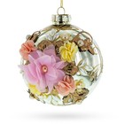 Fabric Flowers on Glass Ball Artistic Blown Glass Ornaments Ornament