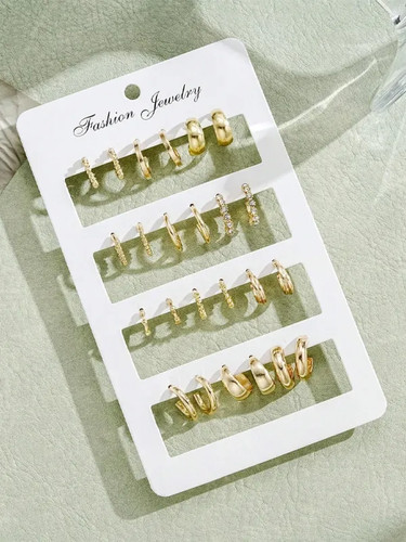 24 Teile/Set Mode Strass kleine Creolen Minimalistisch Alltag Ohrringe - Bild 10 von 26