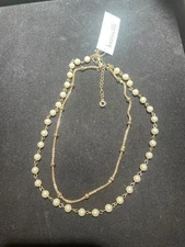 LONNA & LILLY LAYERED BEADED FAUX PEARL GOLD TONE NECKLACE NEW WITH TAGS