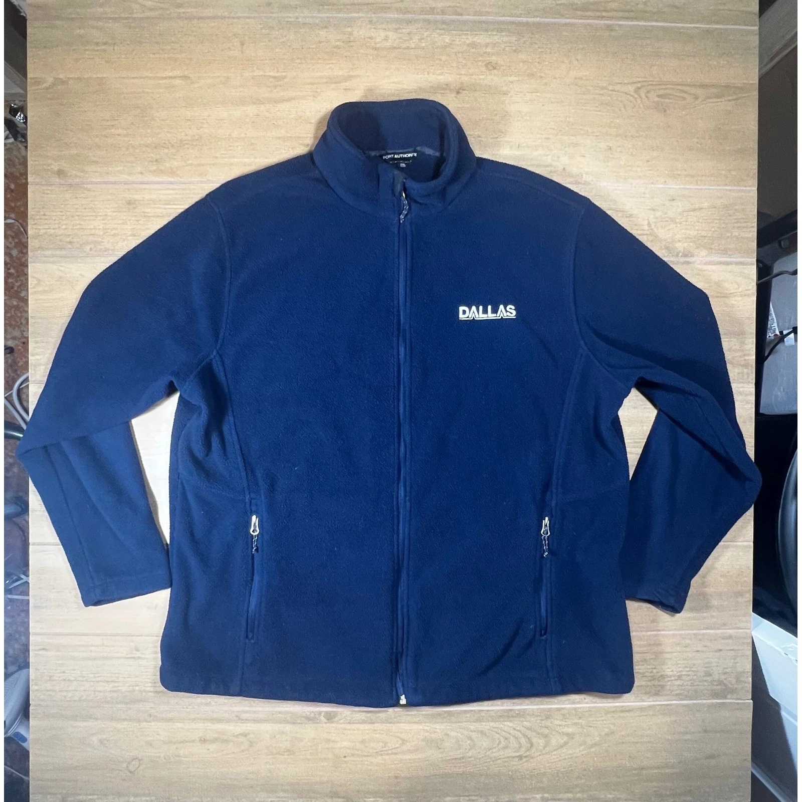 Port Authority Dallas Fleece Jacket Full Zip Men's 2XL Navy Blue Logo