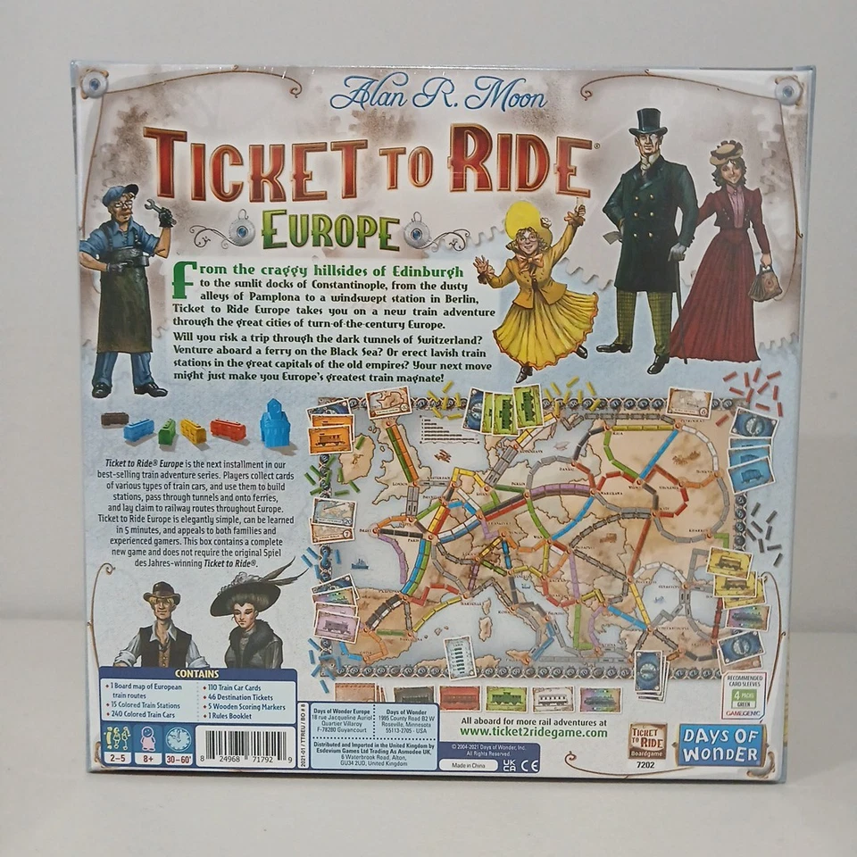 Ticket To Ride Europe Days of Wonder Board Game for 2 to 5 Players New & Sealed - image 2 of 4