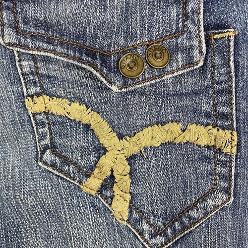 Vintage Gitano Women 6 Jeans Blue Denim Actual 31x29.5 Flap Pockets Embroidered - Picture 7 of 8