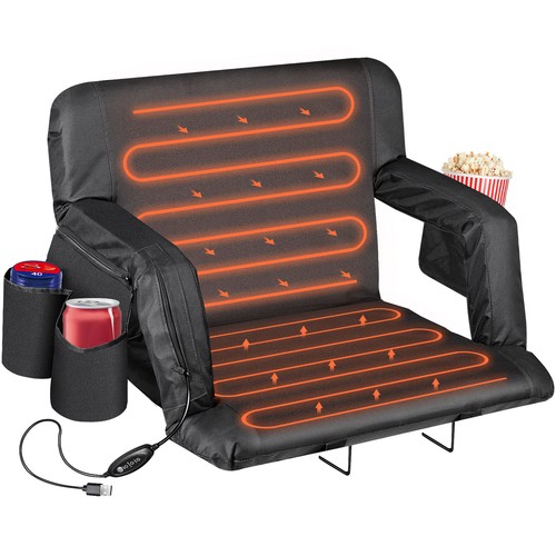 2PCS Heated Bleacher Chair Easy Carry Stadium Seats Padded Cushion Backs Pocket - Picture 2 of 16