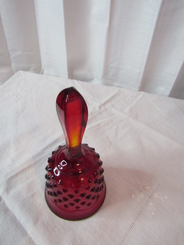 Fenton hobnail amberine glass bell 6" tall - Picture 8 of 10
