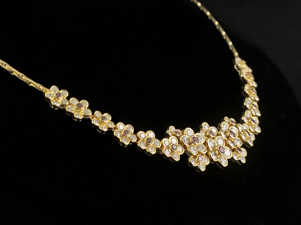 Schönes Brillant Rubin Collier ca. 4,75ct 26,3g 750/- Gelbgold - Bild 3 von 4