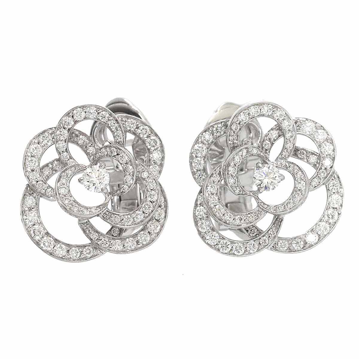 CHANEL Camelia Diamond Earrings Pierced 18K K18 WG 750 90173473 | eBay CHANEL Camelia Diamond Earrings Pierced 18K K18 WG 750 90173473 | eBay