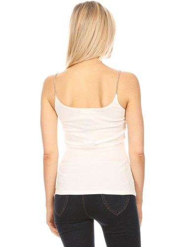 Spaghetti Strap Sequin Metal Chain Shiny Party Club Camisole Tank Top - Picture 36 of 39