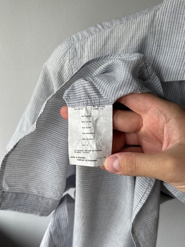 Prada Casual Striped Cotton Short Sleeve Tab Pocket Mens Luxury Shirt Size 41 - Picture 14 of 17
