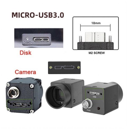 USB C to Micro B Panel Mount Cable for Industrial Camera | Male to Male | 1m - Picture 5 of 7