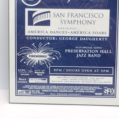 13TH ANNUAL 4TH OF JULY SHORELINE AMPHITHEATER SAN FRANCISCO SYMPHONY FLYER - Picture 3 of 3