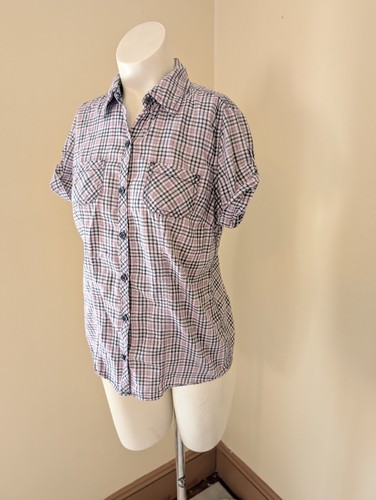 Vintage Y2K Picnic Button Front Top Womens Small Purple & Blue Cottage Core - Picture 6 of 11