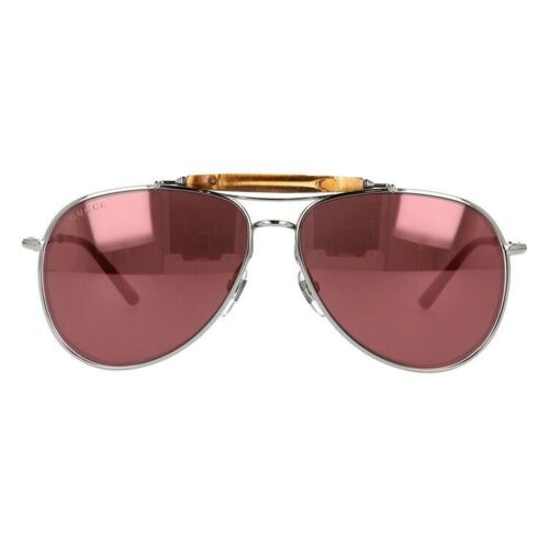 Gafas de sol Gucci lentes espejadas GG2235S 6LB/V0 talla 59 lágrima unisex bambú B31 - Imagen 2 de 10