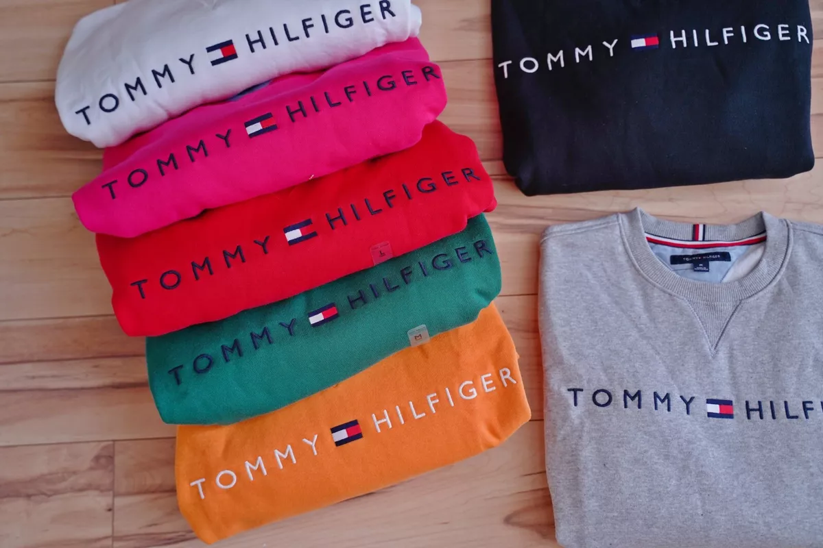 NWT Men's Tommy Hilfiger Crew Neck Essential Logo Pullover Sweater  Sweatshirt