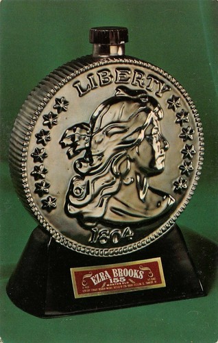 Ezra Brooks 1804 American Silver Dollar  Bourbon Whiskey Advertising Postcard - Picture 1 of 2