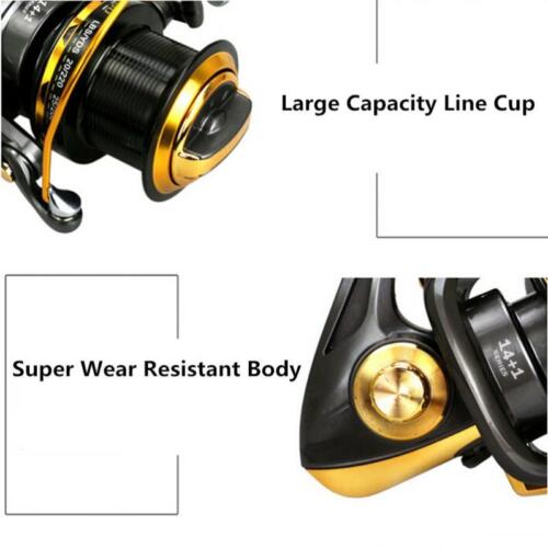 11000 Spinning Fishing Reel Saltwater 14+1BB Full Metal CNC Rocker Arm 55LB Max - Picture 3 of 11
