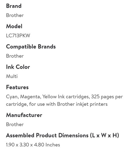 Brother LC713PKS Color Combo Ink Cartridges - Picture 8 of 9
