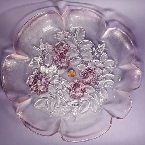 Vintage Ombre Pink Crystal Rose Embossed Ruffle Vanity Coffee Table Decorative - Picture 3 of 13