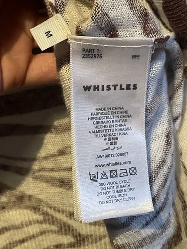 Whistles 100% Linen Brown & White Zebra Animal Print Fine Knit Jumper Top £99 M - Picture 6 of 10