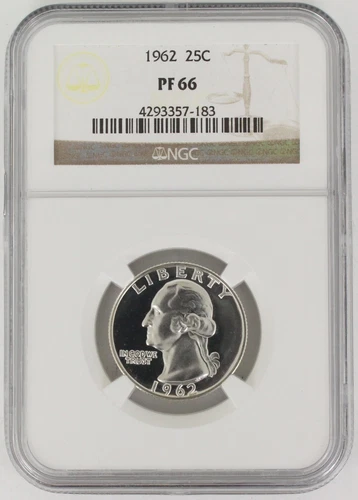 1962 Proof Washington Silver Quarter 25C NGC PF66