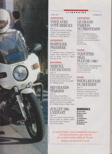 REVUE VELO N°297 30 PAGES SPECIALES MERCKX / ROMINGER & FURLAN - Imagen 2 de 2