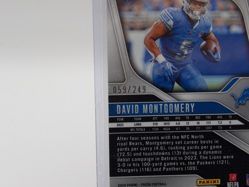 2024 Panini Prizm David Montgomery Orange Wave Prizms – /249 Detroit Lions - Picture 3 of 7