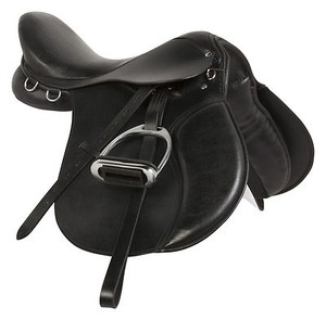 15-16-17-18-BLACK-LEATHER-ALL-PURPOSE-ENGLISH-HORSE-RIDING-SADDLE-TACK-STIRRUPS