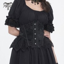 Devil Fashion Gothic Retro Embroidery Lace Applique Underbust Corset Waistband