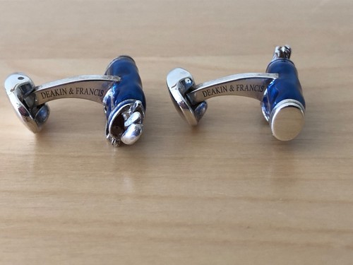 Deakin & Francis Blue Enamel Sterling Silver Golf Bag Cufflinks Scully & Scully - Picture 7 of 10