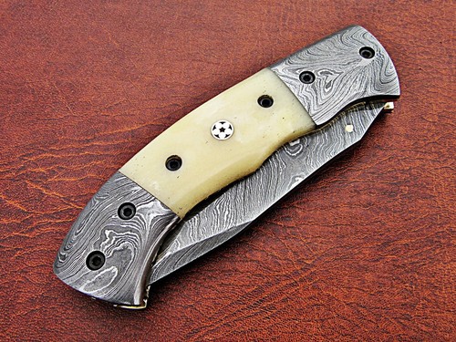 CUSTOM HAND MADE DAMASCUS STEEL FOLDING KNIFE 29. - Picture 6 of 8