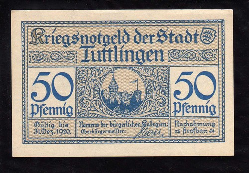 TUTTLINGEN - GERMANY NOTGELD -   50 PFENNIG - Bild 2 von 2