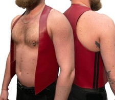 Men Real Leather Bartender Vest Cowhide Bar Waistcoat Vintage Leather Vest