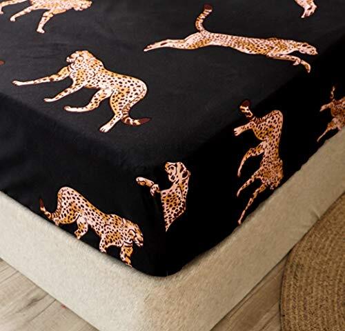 Leopard Spannbettlaken Mädchen Luxus Wildtier Stil Bettwäsche King Schwarz Braun - Bild 5 von 7