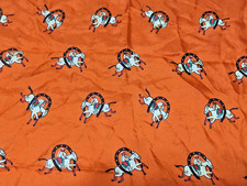 Vtg Horseshoe Racehorses Jockey Equestrian Orange Silk Scarf Occupied Japan Made