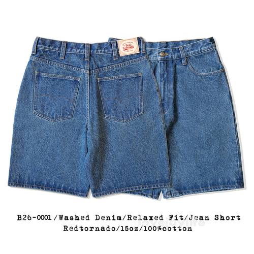 Red Tornado Vintage 15oz Raw Denim Shorts Men Loose Jeans Heavyweight B26 Blue - Bild 5 von 18