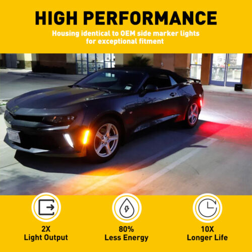 Smoked Front & Rear LED Side Marker Light Bumper Lamp For Chevy Camaro 2010-2015 - Picture 4 of 10