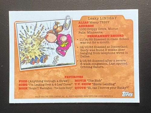2022 Topps Cromado Basura Pail Kids Serie 5 Refractores Atómicos - ¡Tú eliges! - Imagen 163 de 167