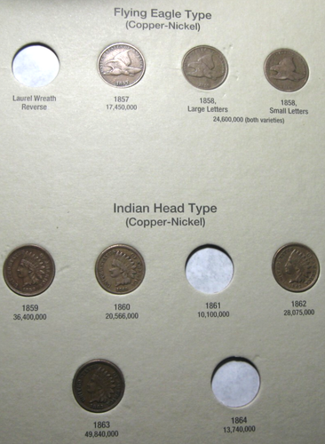 INDIAN HEAD CENT/FLYING EAGLE CENT SET IN COIN ALBUM 27 COINS SOME TOUGH DATES - Picture 2 of 17