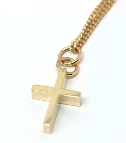 Genuine Solid Thin 9ct 9K Yellow Gold Plain Cross Pendant Double Bail - Picture 3 of 24