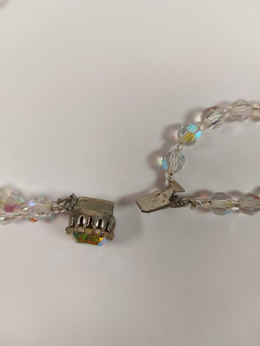 Vintage 2 Strand Aurora Borealis Iridescent Glass Beads Choker Necklace - Picture 12 of 12
