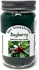 Bayberry - Pure Soy Candle - Hand Poured In Mason Jar - SHIPS FREE