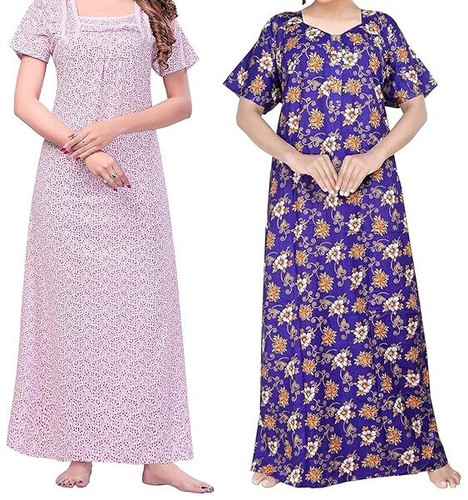 Multicolor Cotton Nighty/Maxi Combo for Women (Pack of 2 Pcs) - Picture 22 of 27
