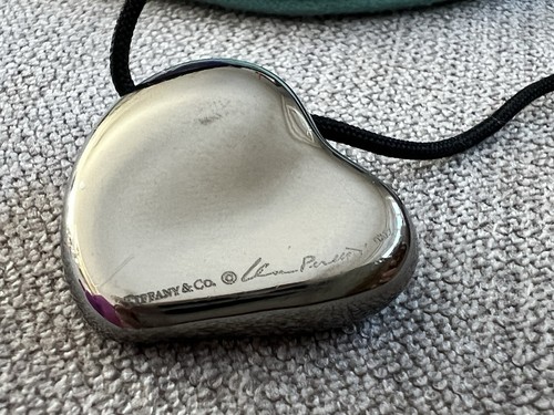 Tiffany & Co Elsa Peretti Full Heart Ruthenium Silk Cord Necklace - Picture 7 of 10