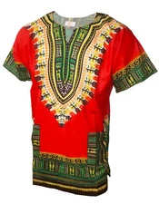 Red African Unisex Dashiki Shirt  DP3975 Small to 7XL Plus Size