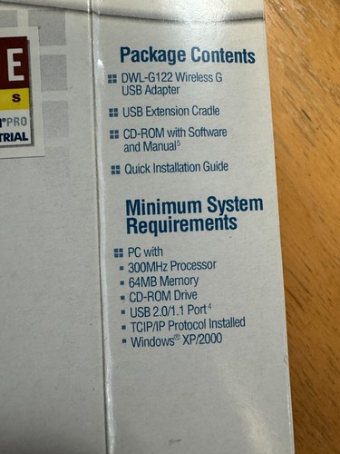 D-Link DWL-G122 Wireless G 802.11g 54Mbps USB Adapter Open Box - Picture 5 of 14
